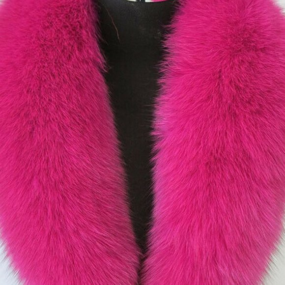 NEW Barbie Hot Pink Fuchsia real FOX Fur Collar lined on back - Picture 2 of 2